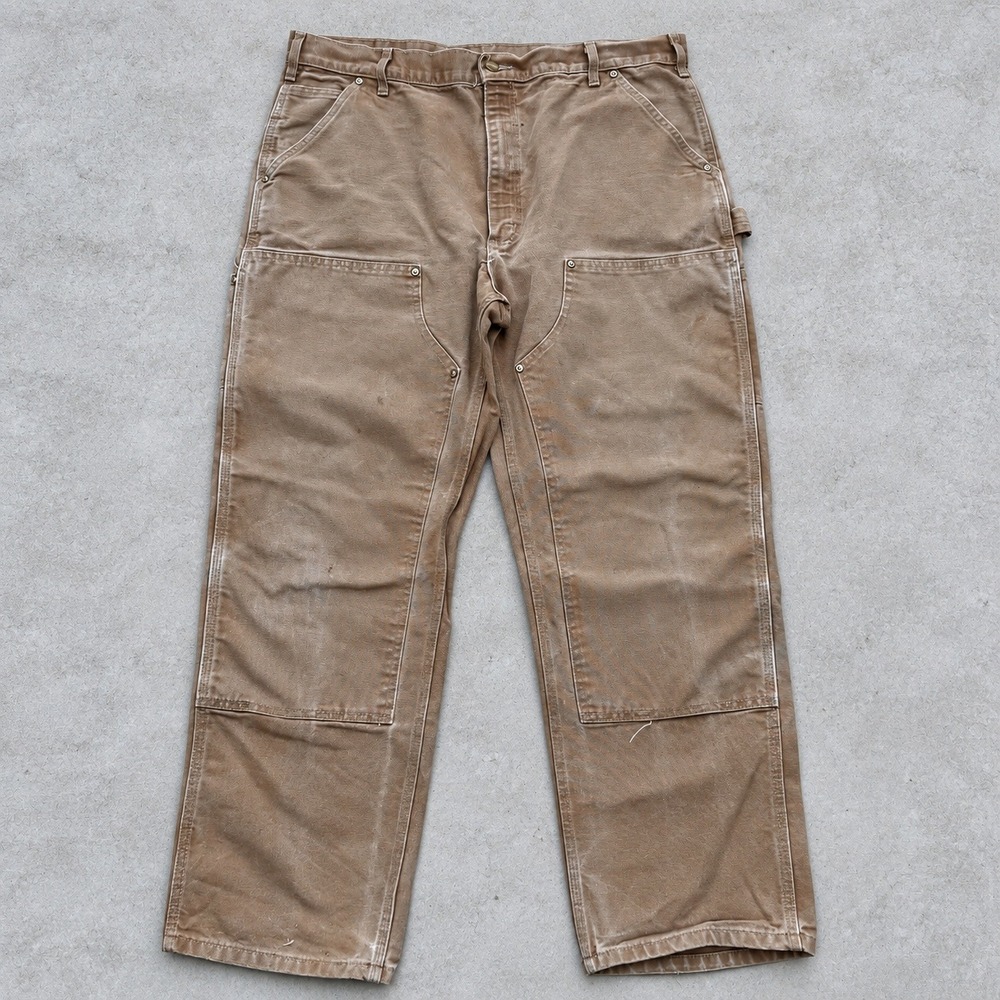 Carhartt y2k B01 BRN Double Knee Duck Canvas Work Pants Brown 38x30 Made in USA